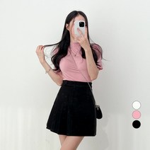 밀키버터 여성용 반폴라 슬림 반팔 티셔츠