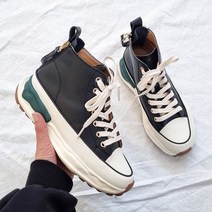 슈아 가죽 키높이 통굽 하이탑 스니커즈 6cm