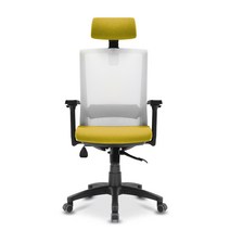 체어포커스 컴즈 블랙바디 메쉬 의자 C505BK, 화이트(등판) + 고급 옐로우(헤드, 방석)