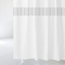 디자인수풀 북유럽 스타일 샤워커튼 sc348 1800 x 1880 mm + 스테인리스 고리 12p + 화이트 커튼봉 풀세트, 1세트, 멀티(혼합)컬러