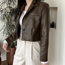 여성용 제이미 크롭 레더 자켓
