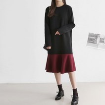 아이엠수 주드 기모 배색 프릴 원피스