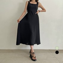 세컨그라운드 여성용 플레어 나시 롱 원피스