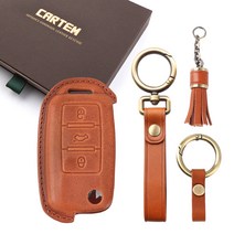 카템 감탄 3D 가죽 키 케이스 풀세트, 탄, 폭스바겐 03