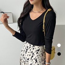 세컨그라운드 여성용 찰랑 브이넥 티셔츠