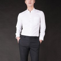 남성용 와이드 미니 카라 슬림 와이셔츠