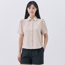 인비비드 여성용 로지 콩단추 어깨 퍼프 반팔 크롭 블라우스 F07I7_ib5212