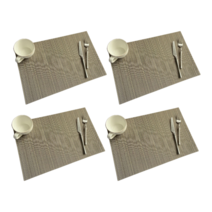 올하이 방수 북유럽 PVC 사각 식탁매트 4p, 골지 메탈실버, 45 x 30 cm