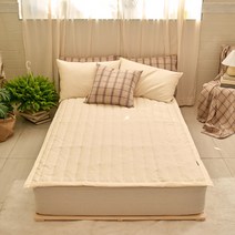 심플럭스 밀크 고밀도순면 밀림방지 고정밴드 침대패드, 크림밀크