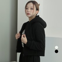 어썸어라운드 여성용 베어 덤블 크롭 후드 집업