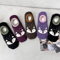 컬러매치 여성용 수면여우 극세사 수면 덧신 양발 5족 세트