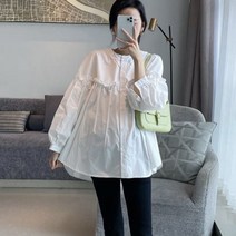 임산부 오후숄더 프릴 A라인 블라우스