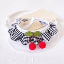 랜보어 반려동물 체리 체크 레이스 케이프 S, 블랙, 1개