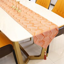 파라다이소 자카드 웨이브 패턴 태슬 포인트 테이블러너, 오렌지, 180 x 32 cm