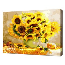 셀프페인팅 풍성한 해바라기 화병 정물화 그리기 DIY 40 x 50 cm, 24색