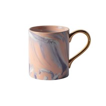 까사무띠 마블 골드핸들 림머그컵 350ml, 살구, 1개