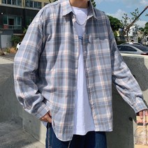 아이앤 남성용 오버핏 체크 셔츠