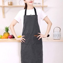 시앙마이 예쁜 카페 바리스타 스트라이프 앞치마, 블랙, 1개
