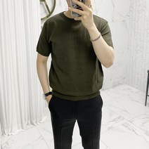 아도르클래식 남성용 라운드 여름 니트 반팔 티셔츠