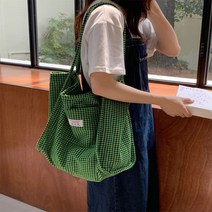빌드온 체크 니트 캔버스 에코백