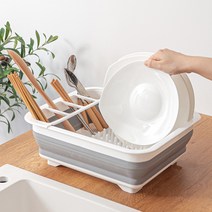 폴딩 설거지 건조대 1단 2p, 화이트 + 그레이