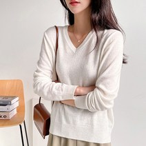 뜨개진 여성용 캐시 센트 브이넥 니트