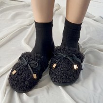 이사도라 여성용 털 리본 퍼 슬리퍼