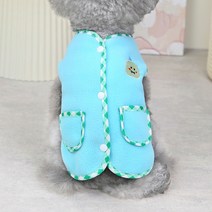 블랭크도그 강아지 와펜 포인트 후리스 조끼, 스카이블루