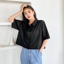 제이스타일 여성용 빅사이즈 메슬렌 투웨이 코튼 셔츠