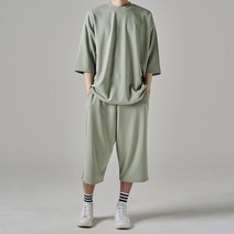 하이후 남성용 이지 심플 7부 티셔츠 + 7부 팬츠 트레이닝 세트