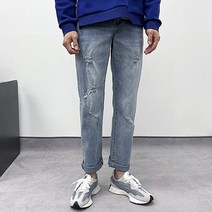 레이먼 남성용 아하 데미지 워싱 스판 데님팬츠