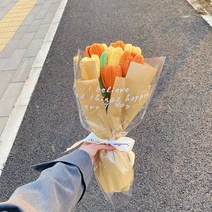 소니오 수제 뜨개질 꽃다발 DIY 패키지, 1세트, 03 주황색 튤립
