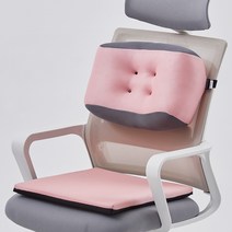 꾸멜 써포터 등받이 허리쿠션 + 메모리폼 방석 세트, 매쉬핑크