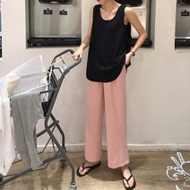 묘먀미 여성용 루즈핏 캐주얼 민소매 롱 나시 AA007