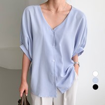 보에리에 여성용 브이넥 뒷 꼬임 루즈핏 블라우스