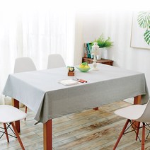 케이홈 린넨 방수 식탁보, 밝은회색, 12인용(130 x 280 cm)