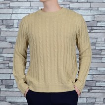 타운클로 남성용 라운드 꽈배기 Y 니트