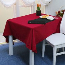 나산데코 면 테이블커버, 체리레드, 8인용(240 x 140 cm)