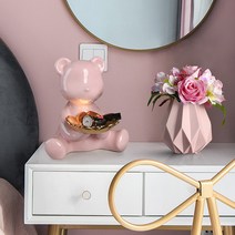 핑크 베어 골드 트레이 오브제, 핑크 + 골드