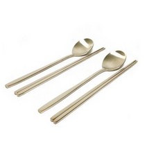 강화유기 민자 부부 수저 2벌 세트, 민자 숟가락 2p + 민자 젓가락 2p