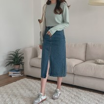 리에트 트임 데님 롱 스커트 SK3973K18