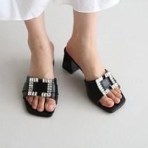 단골언니 여성용 사각 보석 뮬 슈니아 슬리퍼 5cm