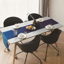 파라다이소 고급스러움의 끝 벨벳 단색 테이블러너, 딥블루, 32 x 180 cm