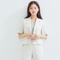 로엠 여성용 린넨 크롭 반팔 자켓