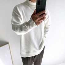 머시따 남성용 반폴라 하프넥 짜임 베이직 니트 티셔츠