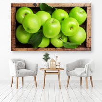 백앤아트 집들이선물 황금 사과그림 풍수 인테리어 캔버스 액자 01 우드박스 그린