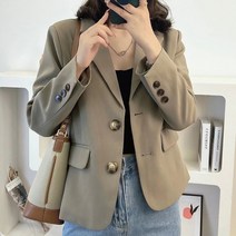 여성용 MA 심플 베이직 투버튼 자켓