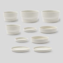 쓰임 마이 2인 홈 식기세트 10p, 크림화이트, 공기 2p + 대접 2p + 찬기 2종 x 2p + 사이드 접시 2p