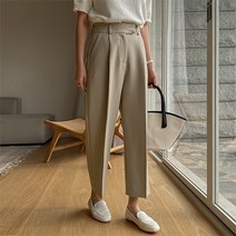 여성용 핀턱 와이드 배기핏 슬랙스