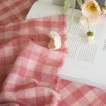 천팜 대폭 20수 선염면 레드업 깅엄체크 패브릭 원단 854